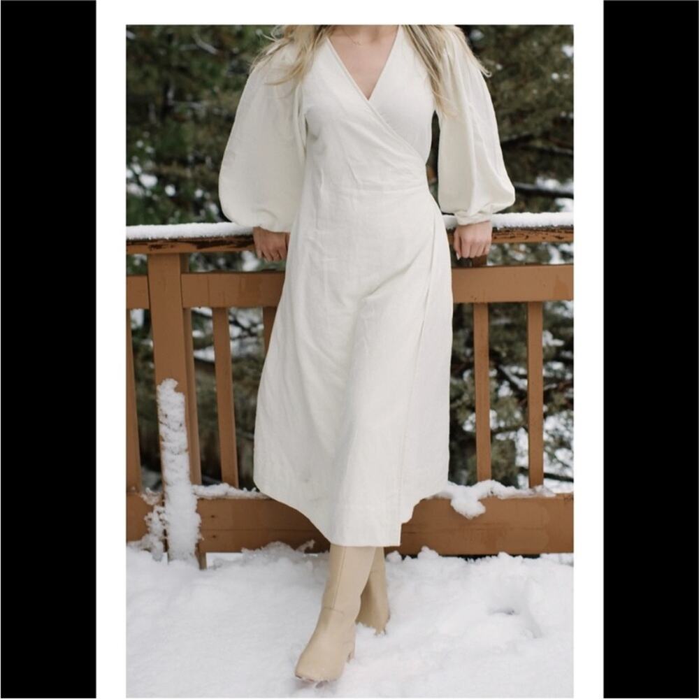 Honeydove Vintage The Everyday Wrap Dress Gown S/M Cream 100% Raw Silk - Picture 2 of 12
